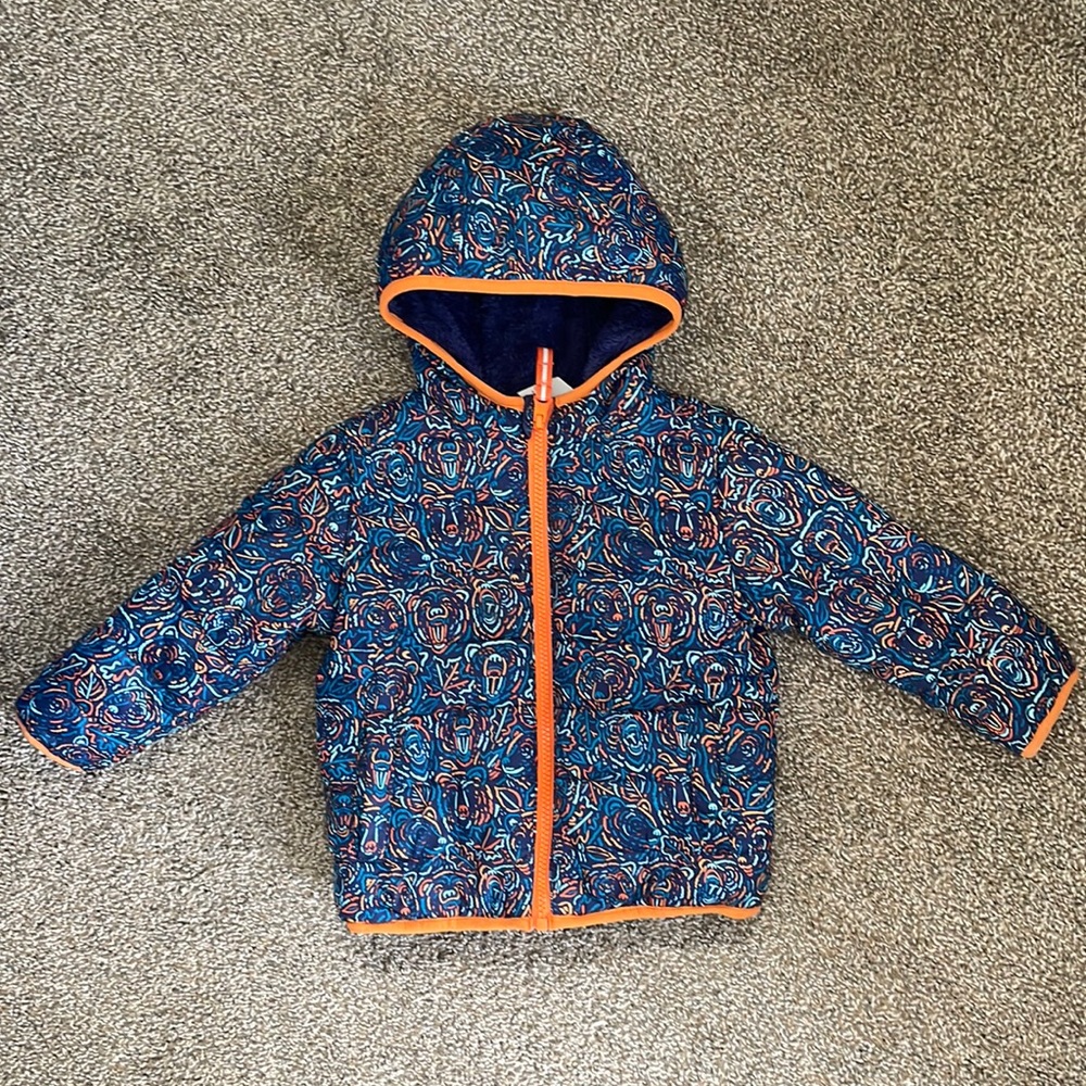 Cat&Jack reversible puffer jacket, 2T, navy blue
